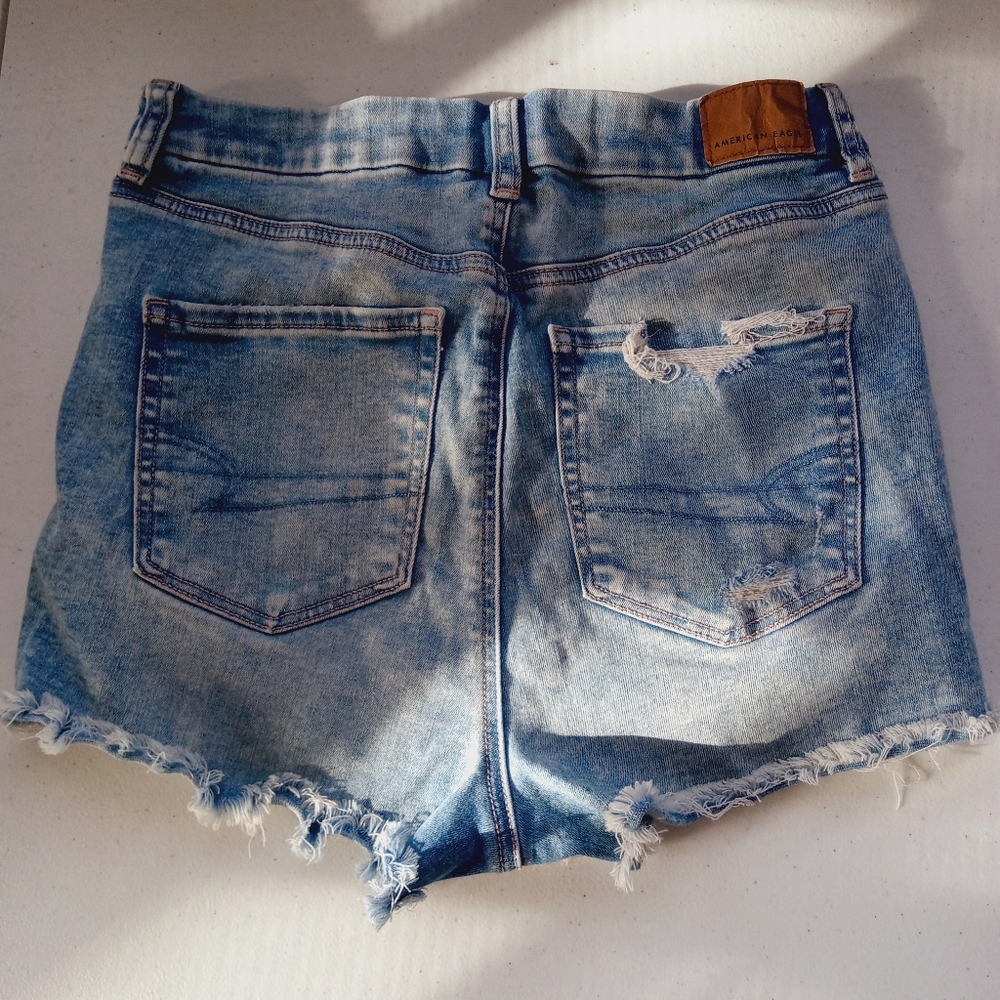 American Eagle Outfitters Blue Jean Shorts Distressed Cut-Offs - Picture 4 of 5